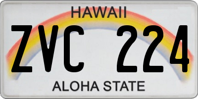 HI license plate ZVC224