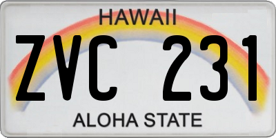 HI license plate ZVC231