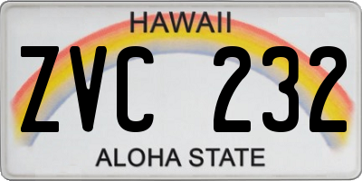 HI license plate ZVC232