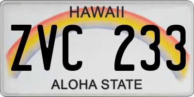 HI license plate ZVC233