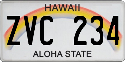 HI license plate ZVC234