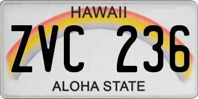 HI license plate ZVC236
