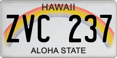 HI license plate ZVC237