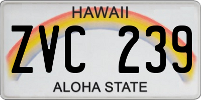 HI license plate ZVC239