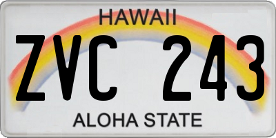 HI license plate ZVC243