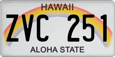HI license plate ZVC251
