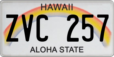 HI license plate ZVC257