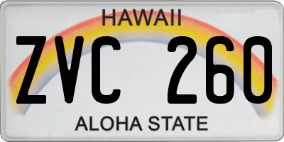 HI license plate ZVC260