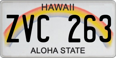 HI license plate ZVC263