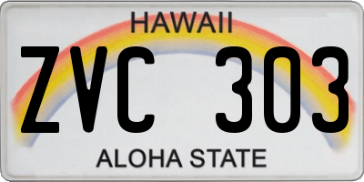 HI license plate ZVC303