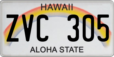 HI license plate ZVC305