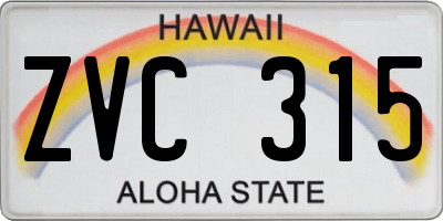 HI license plate ZVC315