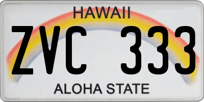 HI license plate ZVC333