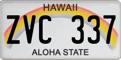 HI license plate ZVC337