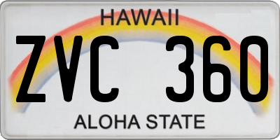 HI license plate ZVC360