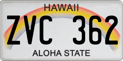 HI license plate ZVC362