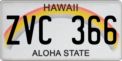 HI license plate ZVC366