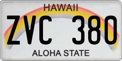 HI license plate ZVC380