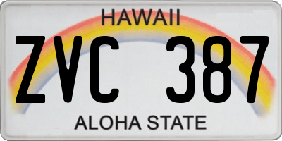 HI license plate ZVC387