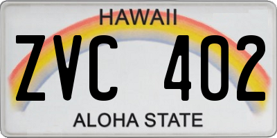 HI license plate ZVC402