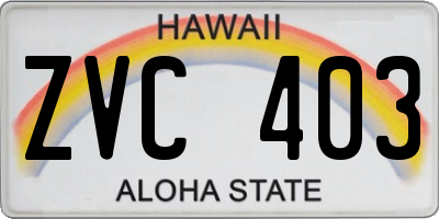 HI license plate ZVC403