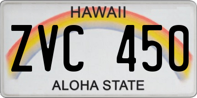 HI license plate ZVC450