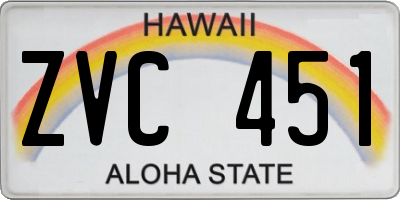 HI license plate ZVC451