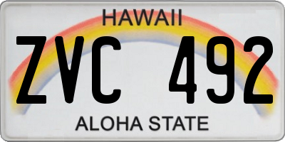HI license plate ZVC492