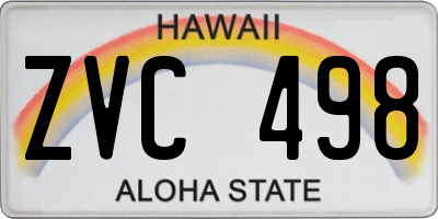 HI license plate ZVC498