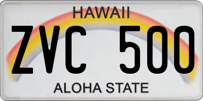 HI license plate ZVC500