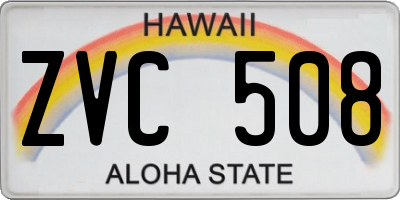 HI license plate ZVC508