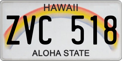HI license plate ZVC518
