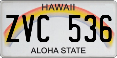 HI license plate ZVC536