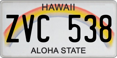 HI license plate ZVC538