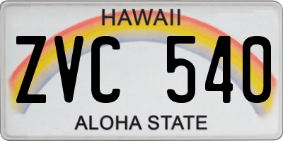 HI license plate ZVC540