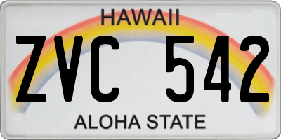 HI license plate ZVC542