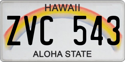 HI license plate ZVC543