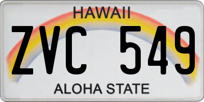 HI license plate ZVC549