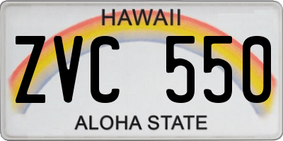 HI license plate ZVC550