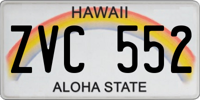 HI license plate ZVC552