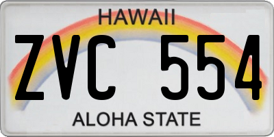 HI license plate ZVC554