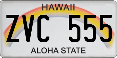 HI license plate ZVC555
