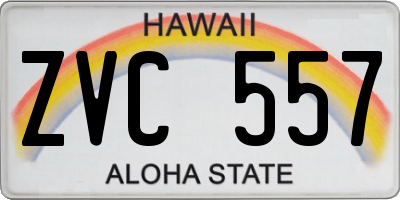 HI license plate ZVC557