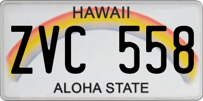 HI license plate ZVC558