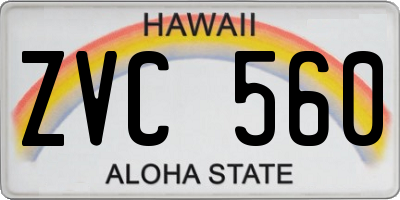 HI license plate ZVC560