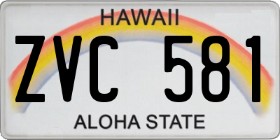 HI license plate ZVC581