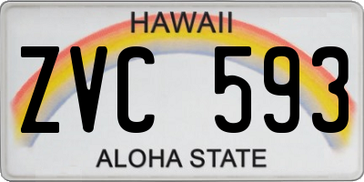 HI license plate ZVC593