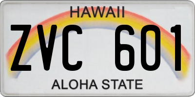 HI license plate ZVC601
