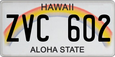 HI license plate ZVC602