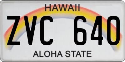HI license plate ZVC640